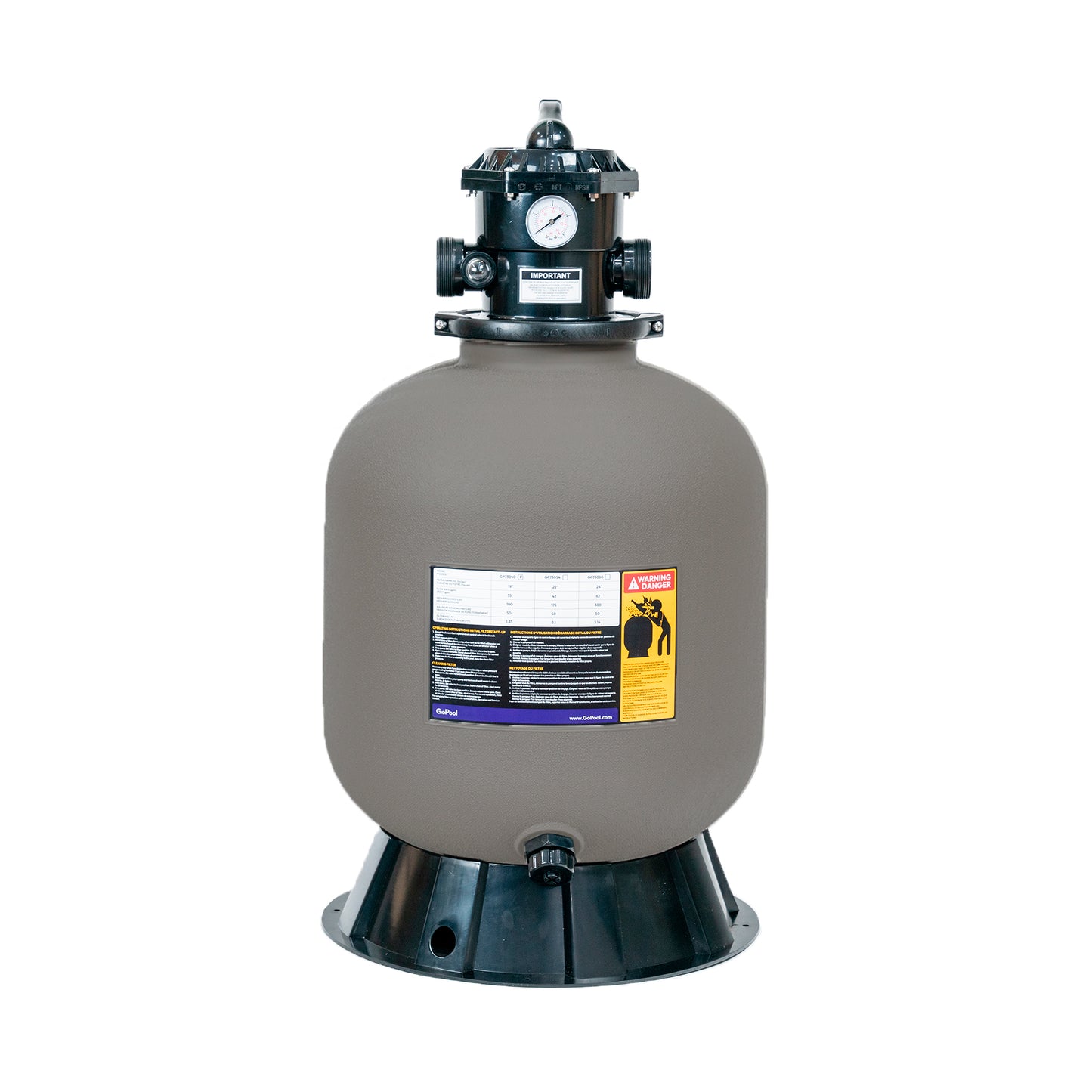 GoPool PROLINE 19'' Sand Filter - 175LBS Capacity