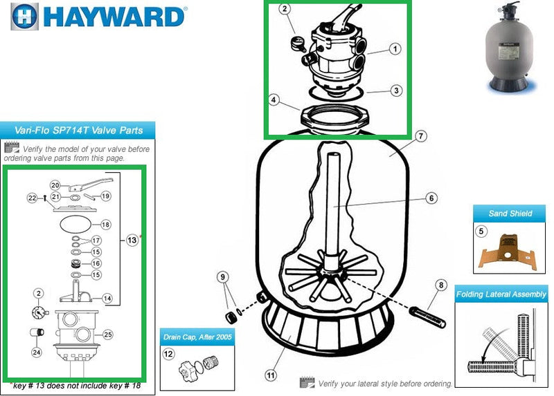 Tête de filtreur Hayward Multiport Variflo SP0714T - OPEN BOX